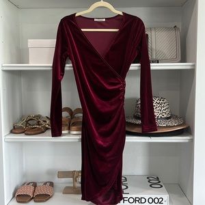 Maroon velvet dress